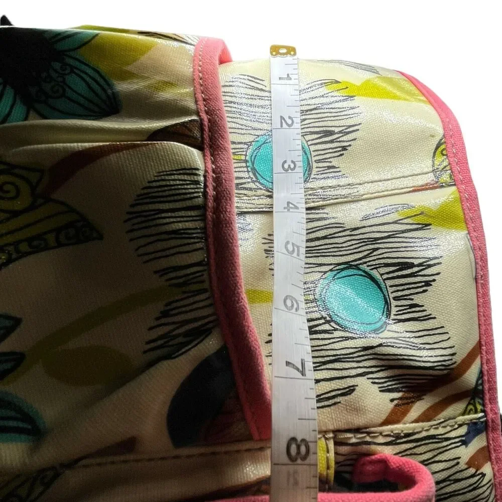 Fossil Key-Per Diaper Bag Tote Handbag Multicolor Coated Canvas Double Handle